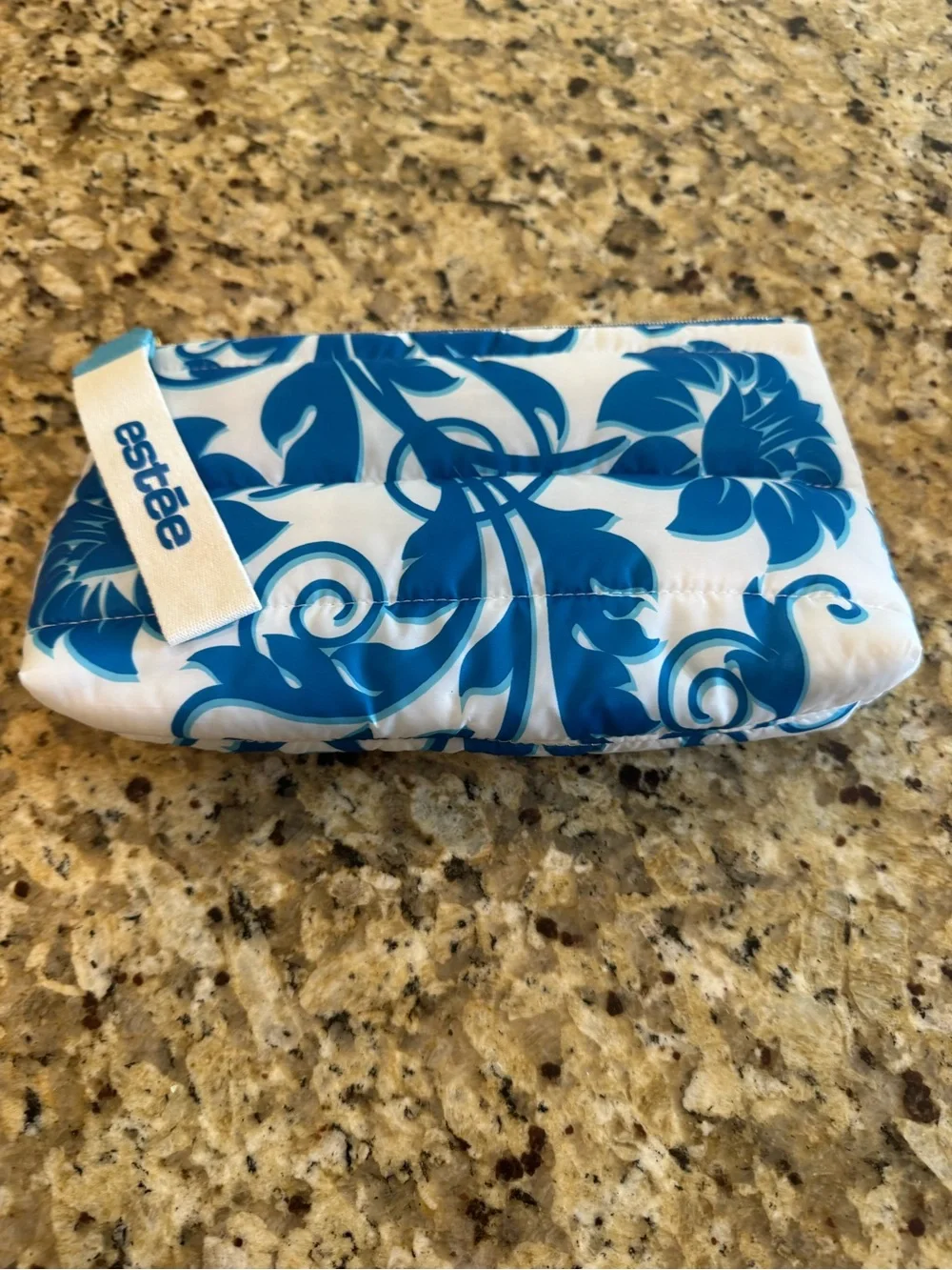 Estee Lauder Blue and White Floral Travel Makeup Bag